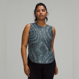 Lululemon High Neck Split Hem Run Tank Dimensional Icing Blue Multi